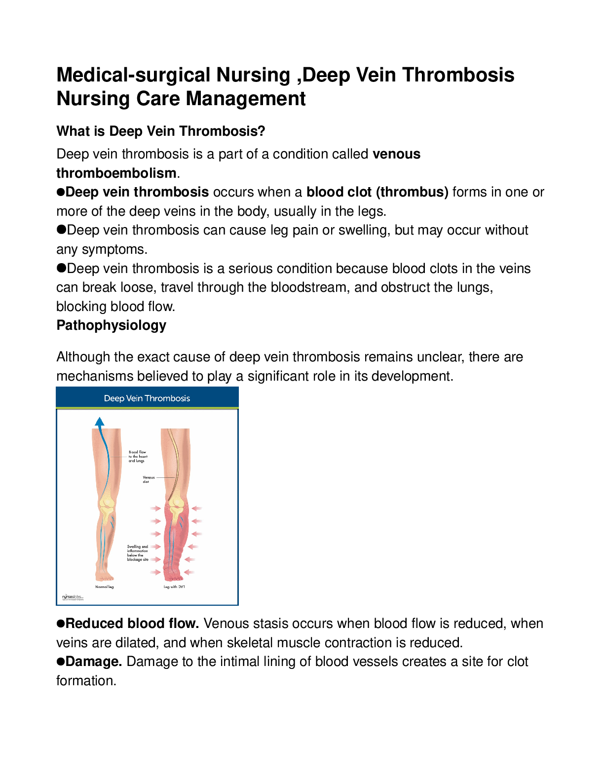 Preview image for Medical-surgical Nursing ,Deep Vein Thrombosis Nursing Care Management